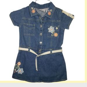 young hearts floral denim romper 4t NWT